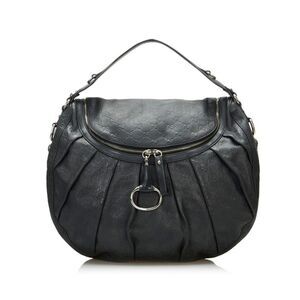 Gucci Shima Icon Bit One Shoulder Bag Black Leather